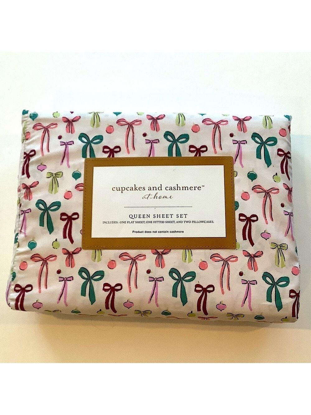 Cupcakes and Cashmere Multicolor Bows Queen Sheet Set New